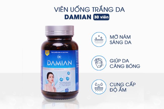 Viên uống trắng da Damian giúp trắng da mịn màng